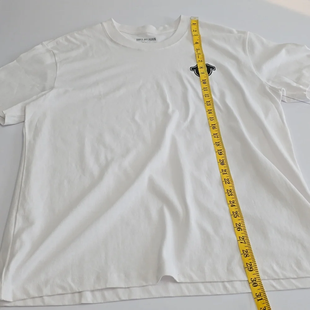 NWT True Religion Men's Emboidered Patch Logo Short Sleeve Tshirt White SZ Large